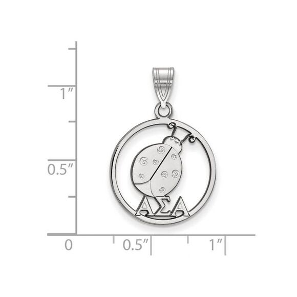 Sterling Silver Alpha Sigma Alpha Medium Circle Pendant - Picture 2 of 3